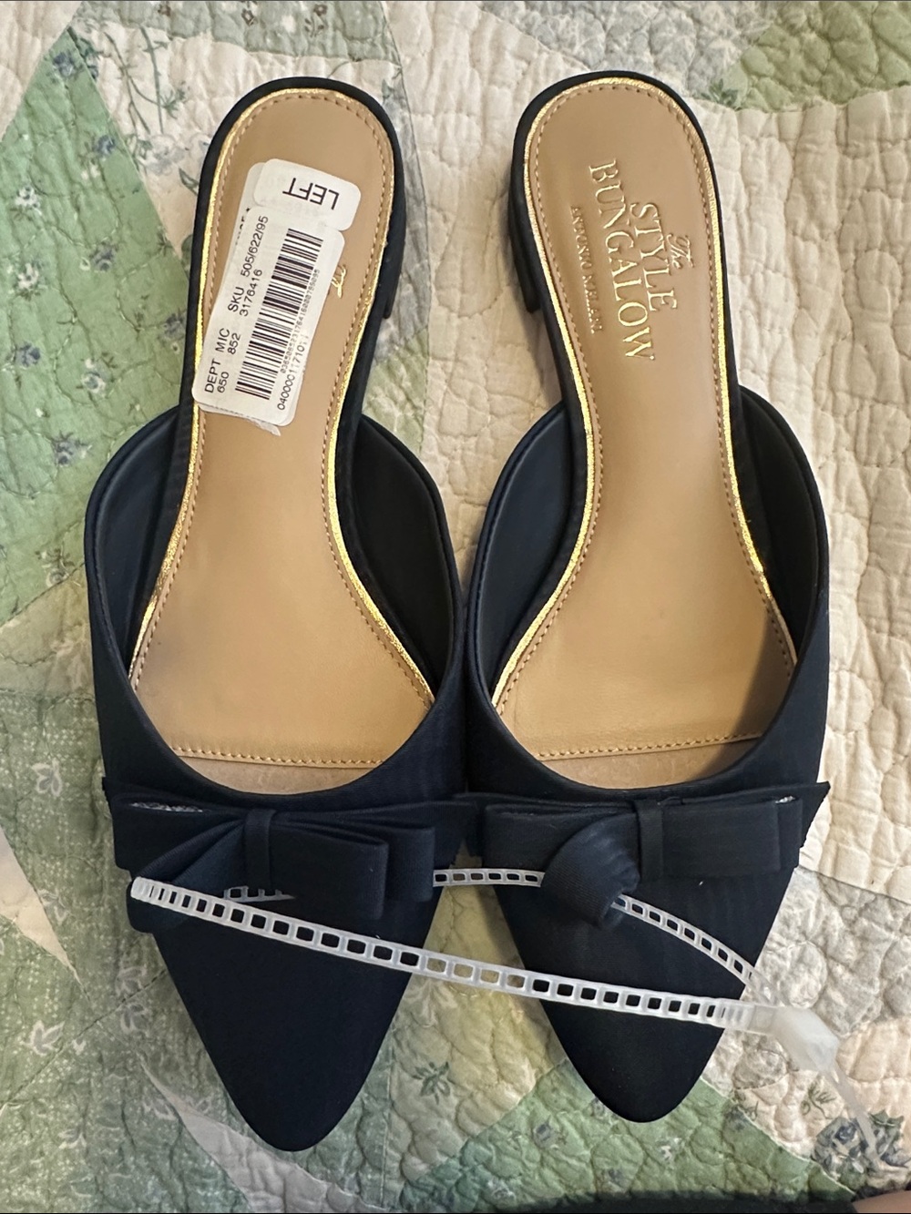 Style & Co. Navy Pointed Toe Bow Mule